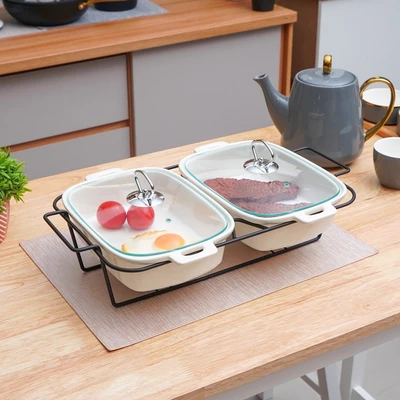 Gambar Appetite Twins Wadah Saji Casserole Dengan Rak 28 cm - Putih