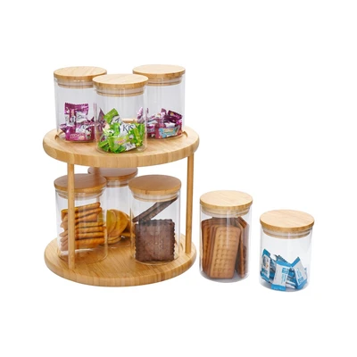 Gambar Informa Clement Stoples Borosilicate Dengan Rak 2 Tingkat Set 8 Pcs - Cokelat