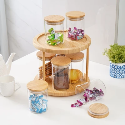 Gambar Informa Clement Stoples Borosilicate Dengan Rak 2 Tingkat Set 8 Pcs - Cokelat