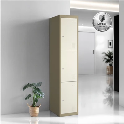 Gambar Informa Kiev Loker Besi 3 Pintu - Cokelat Muda