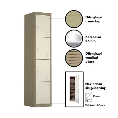 Gambar Informa Kiev Loker Besi 4 Pintu - Cokelat Muda