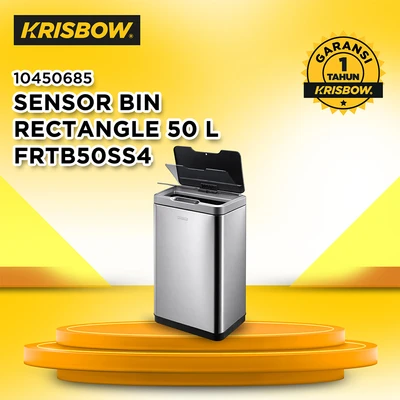 Gambar Krisbow Tempat Sampah Sensor Gerak Stainless Steel Rectangle 50 Liter - Hitam/Silver