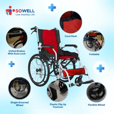 Gambar Sowell Kursi Roda Compact Aluminium Sha803