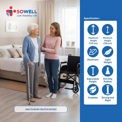 Gambar Sowell Tongkat Jalan Half Elbow Crutch Shj305