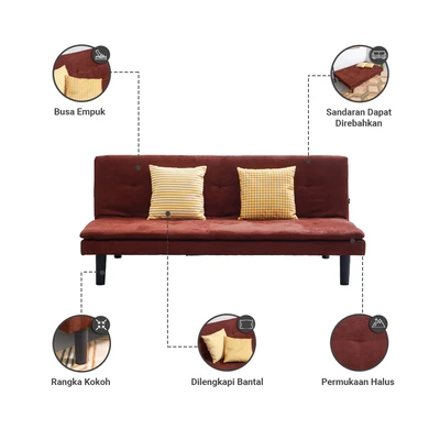 Gambar Informa Geneva Sofa Bed Fabric - Cokelat