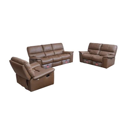 Gambar M & D Donatello Set Sofa Recliner Kulit - Cokelat Muda