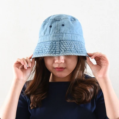 Gambar Ataru Topi Bucket Bell Shaped Denim - Biru