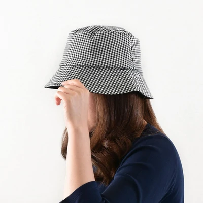 Gambar Ataru Topi Bucket Reversible Houndstooth - Hitam