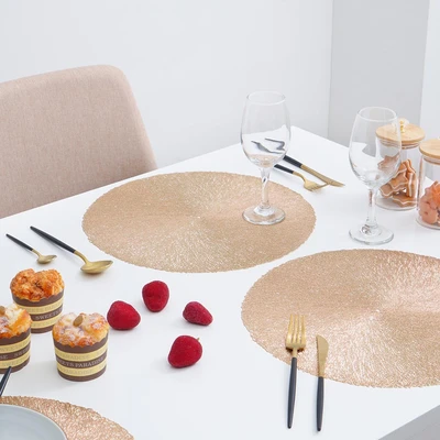 Gambar Appetite Lacer Tatakan Piring Round 38X38 cm Set 4 pcs - Gold