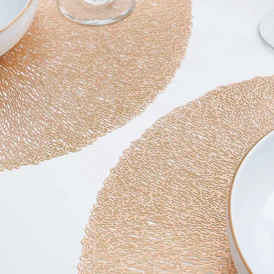 Gambar Appetite Lacer Tatakan Piring Round 38X38 cm Set 4 pcs - Gold