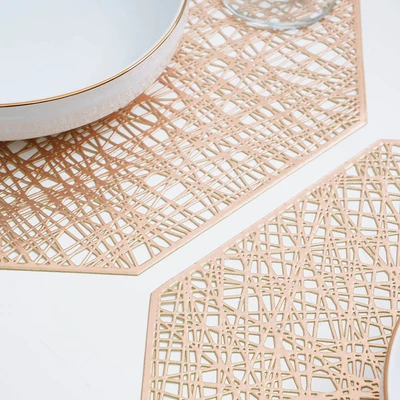 Gambar Appetite Lacer Tatakan Piring Octagon 38X38 cm Set 4 pcs - Gold