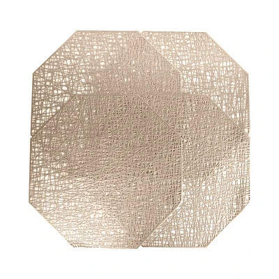 Gambar Appetite Lacer Tatakan Piring Octagon 38X38 cm Set 4 pcs - Gold
