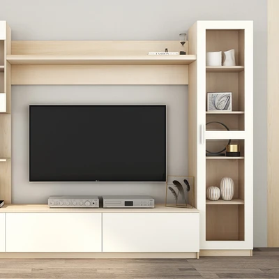 Gambar Informa Neo Salom II Set Lemari TV - Cokelat Maple/Putih