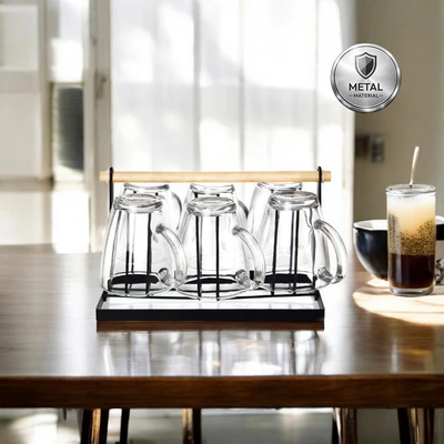 Gambar Appetite 325 Ml Set Mylon Gelas Kaca Dengan Rak - Hitam