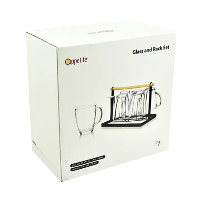 Gambar Appetite Set Mylon Gelas Kaca Dengan Rak 325 ml - Hitam