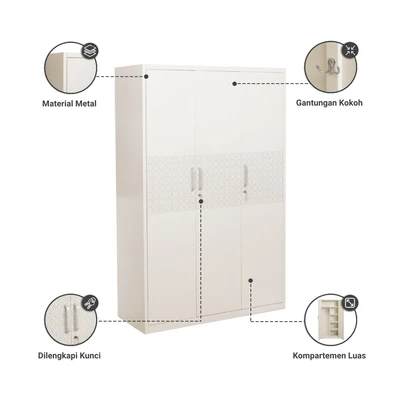 Gambar Selma Alexa Lemari Pakaian 3 Pintu - Putih