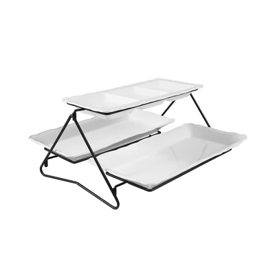 Gambar Appetite Halon Piring Saji Dengan Rak Set 4 pcs - Putih