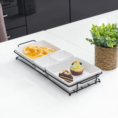 Gambar Appetite Homz Mangkuk Saji Dengan Rak Set 5 pcs - Putih