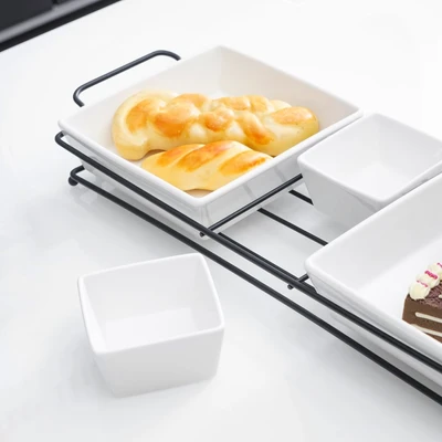 Gambar Appetite Homz Mangkuk Saji Dengan Rak Set 5 pcs - Putih
