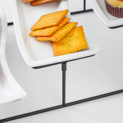 Gambar Appetite Halsey Wadah Saji Porcelain Dengan Rak Set 4 pcs - Putih
