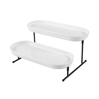 Gambar Appetite Hellen Wadah Saji Dengan Rak 2 Tingkat Set 3 pcs - Putih