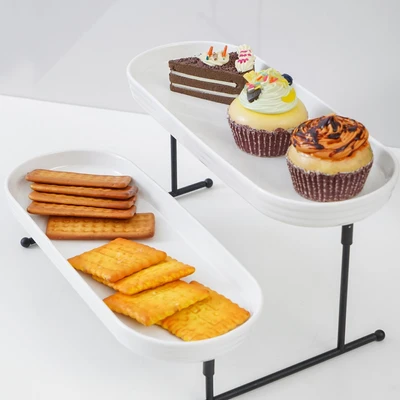 Gambar Appetite Hellen Wadah Saji Dengan Rak 2 Tingkat Set 3 pcs - Putih