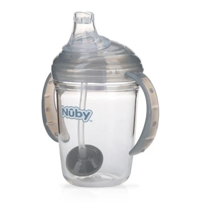Gambar Nuby Botol Bayi Tritan Spout Dengan Straw Nb237 - Abu-Abu