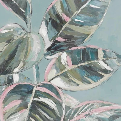 Gambar Informa Lukisan Kanvas Handmade Oil Paint Leaves 82.5x122.5 cm - Mix