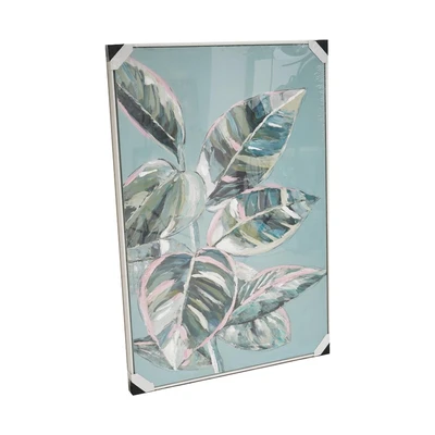 Gambar Informa Lukisan Kanvas Handmade Oil Paint Leaves 82.5x122.5 cm - Mix