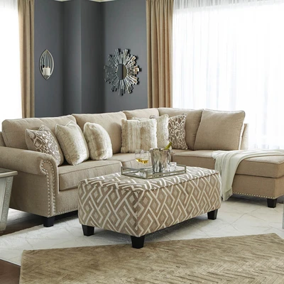 Gambar Ashley Dovemont Sofa L Sectional Fabric Kanan - Cokelat