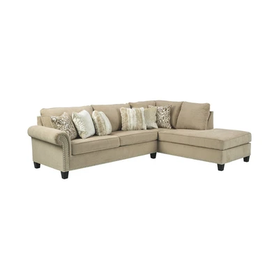 Gambar Ashley Dovemont Sofa L Sectional Fabric Kanan - Cokelat