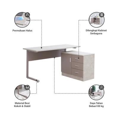Gambar Informa Gemini Meja Kantor Concrete - Abu-Abu
