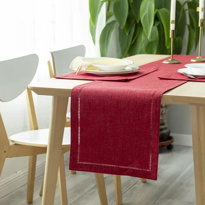Gambar Informa Table Runner Polyester Eyelet 33x160 cm - Merah Maroon