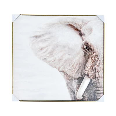 Gambar Informa Lukisan Kanvas Handmade & Print Elephant 80x80 cm Set 2 Pcs - Mix