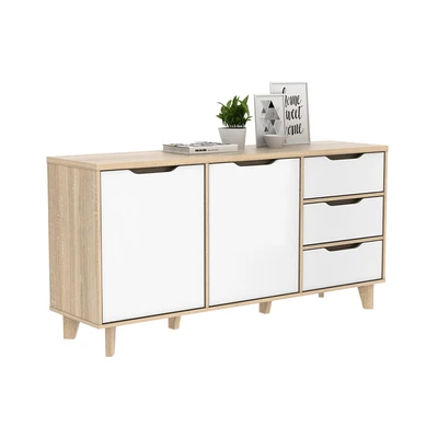 Gambar Informa Neo Nordika Rak Tv High Stand - Putih/cokelat Oak