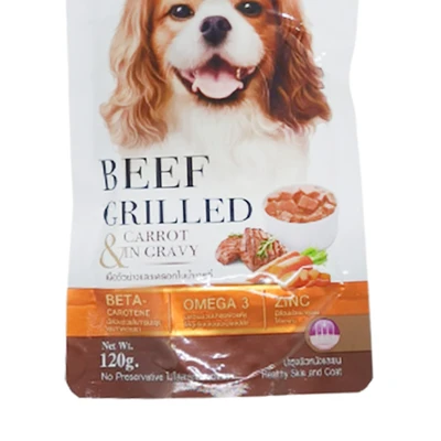 Gambar JerHigh Makanan Anjing Basah All Breeds Beef Grilled & Carrot 120 gr