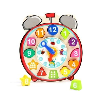 Gambar Top Bright Wooden Shape Sorting Clock