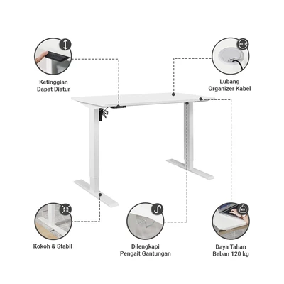 Gambar Sieben Meja Kantor Ergonomis Lift Up 1206 - Putih