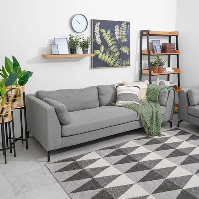 Gambar Nordia Idaho Sofa Fabric 3 Seater - Abu-Abu