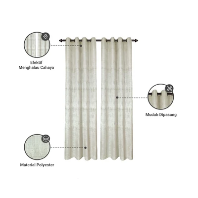 Gambar Informa Gorden Blackout Texture 135x250 cm Set 2 pcs - Putih