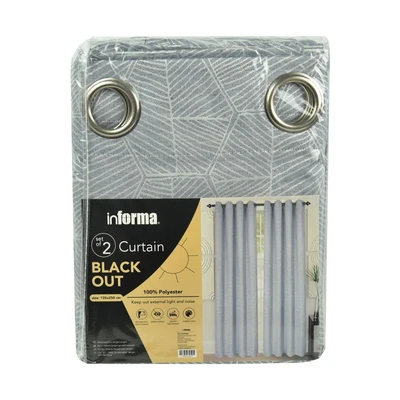 Gambar Informa Gorden Blackout 135x250 Cm Set 2 Pcs Hexa - Abu-abu