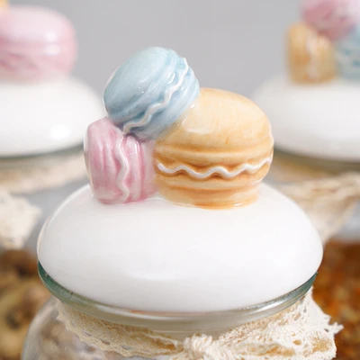 Gambar Informa Stoples Kaca Macaroon 900 ml Set 3 pcs Transparan - Putih