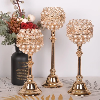 Gambar Informa Tempat Lilin Dekorasi 12x12x29.5 cm 35-1A - Gold