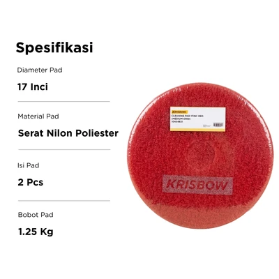 Gambar Krisbow Sabut Pembersih 43 cm Set 2 pcs - Merah