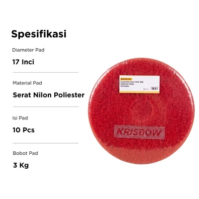Gambar Krisbow Sabut Pembersih 44 cm Set 10 pcs - Merah