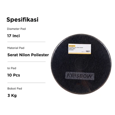 Gambar Krisbow Sabut Pembersih 44 cm Set 10 pcs - Hitam