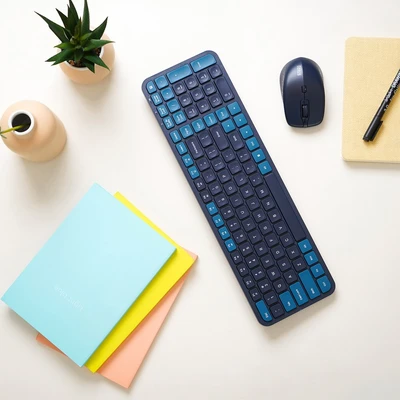 Gambar Ataru Wireless Keyboard K902 & Mouse M31 - Biru