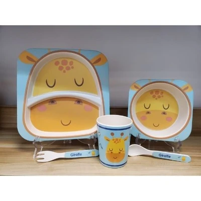 Gambar Okiedog Freckles Set 5 Pcs Perlengkapan Makan Anak Giraffe