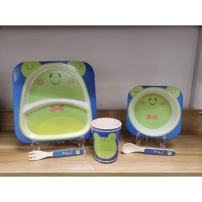 Gambar Okiedog Freckles Set 5 Pcs Perlengkapan Makan Anak Frog