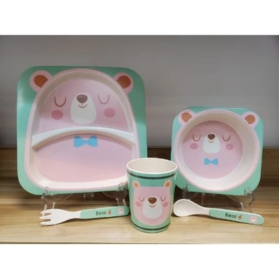 Gambar Okiedog Freckles Set 5 Pcs Perlengkapan Makan Anak Bear